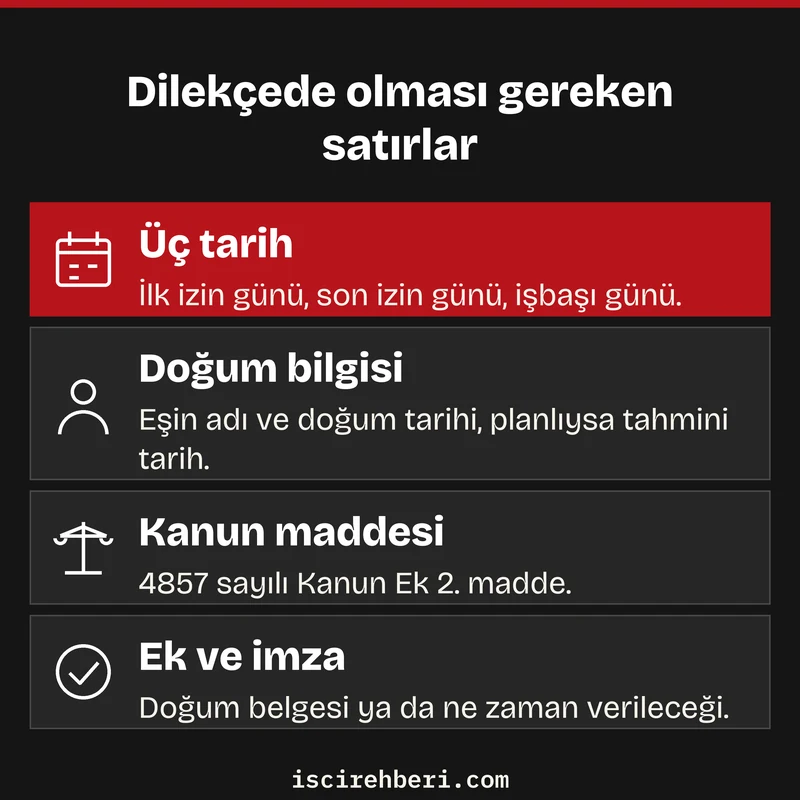 Dilekçede olması gereken satırlar