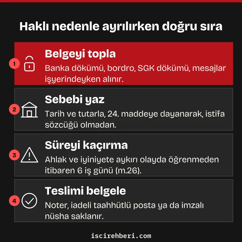 Haklı nedenle ayrılırken doğru sıra