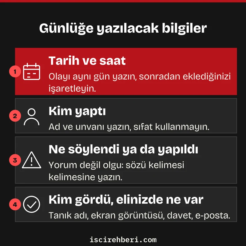 Günlüğe yazılacak bilgiler